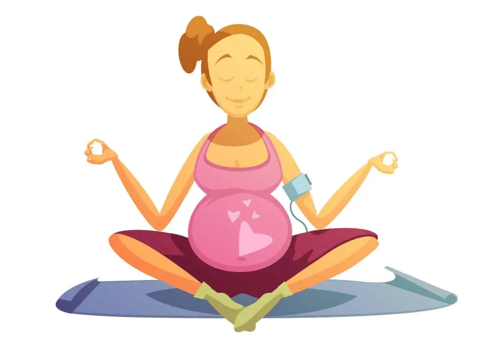 Pregnancy Yoga Exercises Retro Cartoon Poster